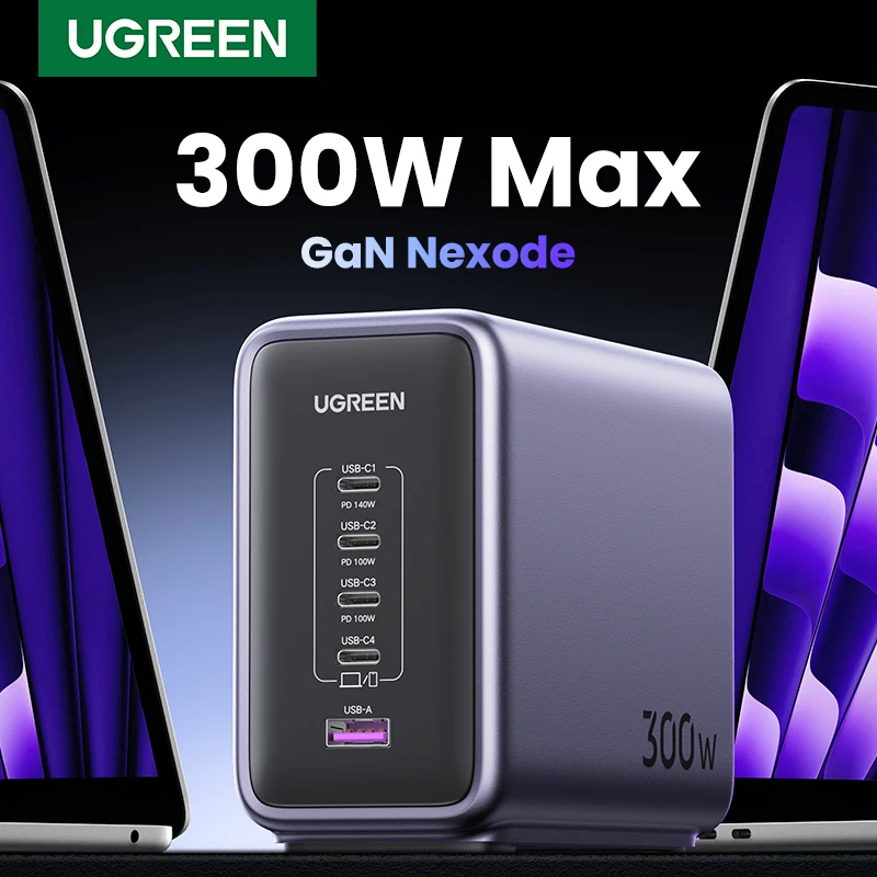 【Korean Plug】UGREEN 300W GaN Charger 5 IN 1 Desktop Charging Station PD3.1 Fast Charger for MacBook Pro iPad Tablet iPhone 16