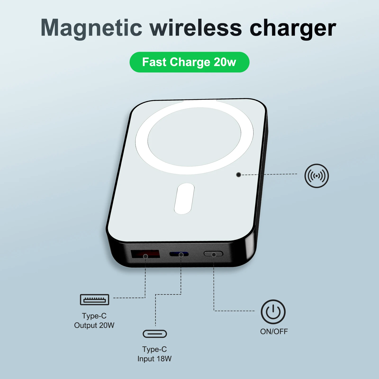 Magnetic Wireless Portable Charger Power Bank 10000mAh PD20W Built-In LED Display For iPhone 16/15/14/13/12/Pro/Mini/Pro Max - Image 3
