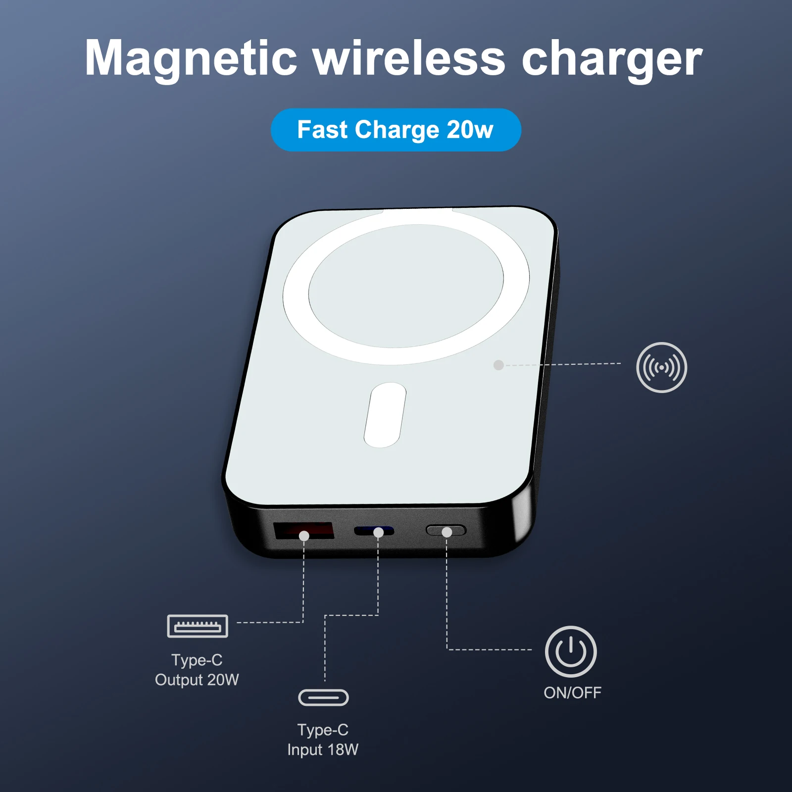 Magnetic Wireless Portable Charger Power Bank 10000mAh PD20W Built-In LED Display For iPhone 16/15/14/13/12/Pro/Mini/Pro Max - Image 5