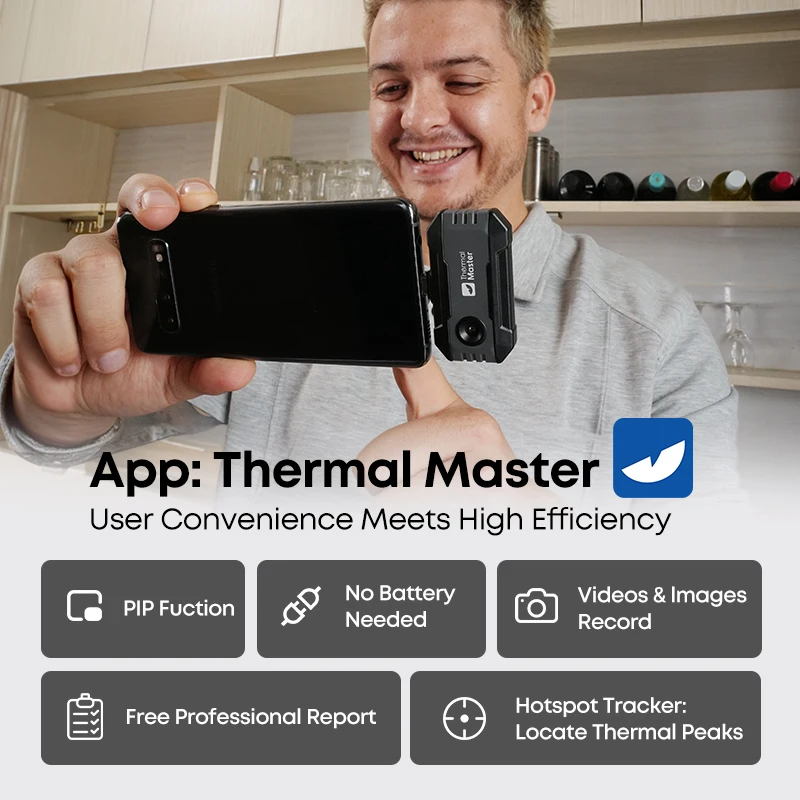 (iOS Android)P1 Thermal Camera 320*240 Razor Sharp Thermal Image 600℃ High Temp Range USB-C Infrared Thermal Imager for HVAC/ Building/ Electrical Inspection for iPhone and Android Smartphone 15x Digital Zoom 25Hz Thermal Master - Image 6