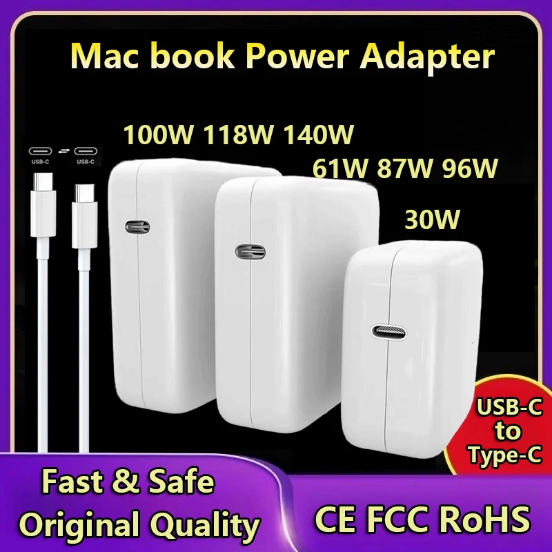 PD 30W 61W 87W 96W USB C Charger Power Adapter for MacBook Pro 16, 15, 13 inch, New Air 13 inch 2020/2019/2018,Works with Type C