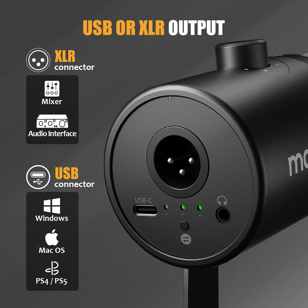 MAONO PD400X USB/XLR Dynamic Microphone All Metal With One-Touch Mute Headphone Jack And Volume Control For Podcasting Streaming - Image 3