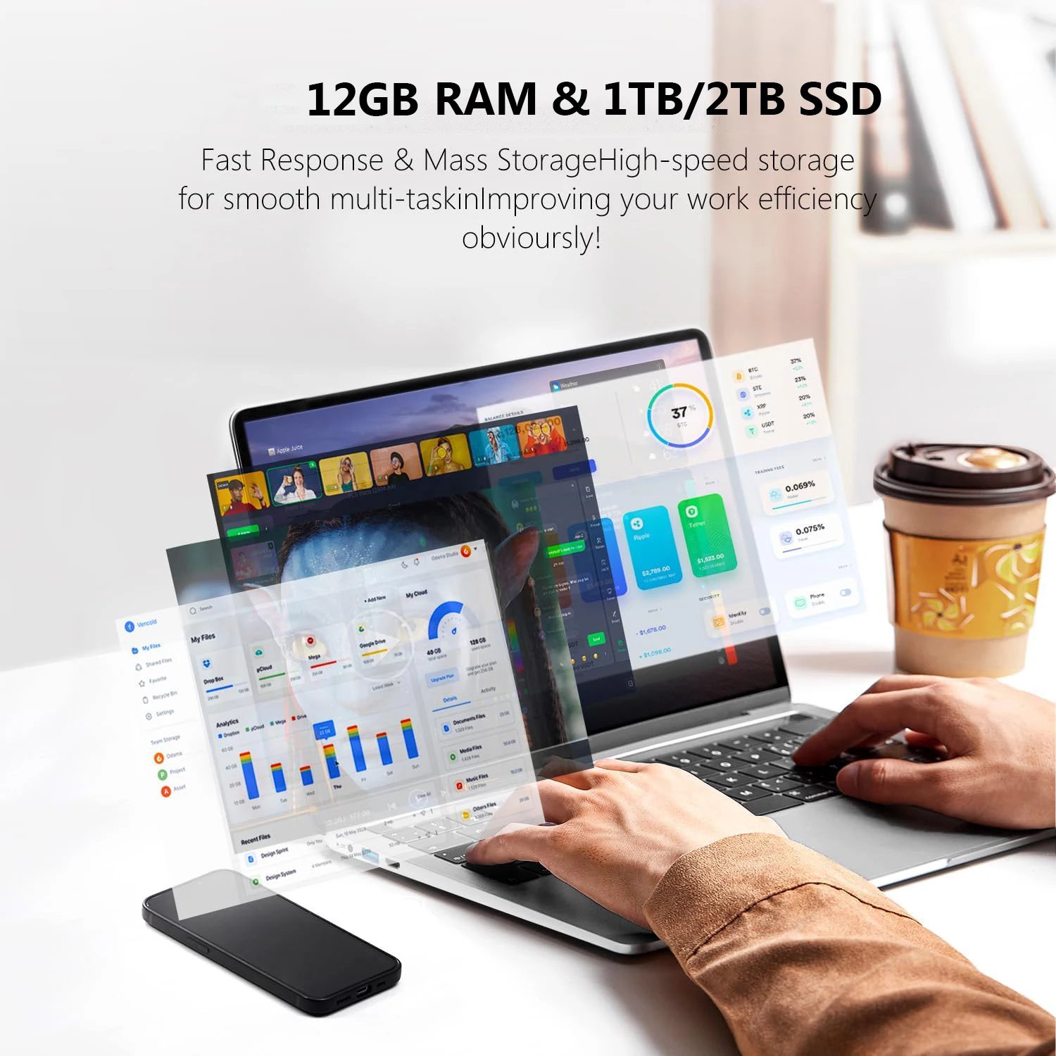 Xiaman Ultra Slim Windows 11 Laptop Computer 14.1" 12GB RAM 1TB SSD Intel Atom A3950 Notebook 1920*1080 Office Study Computer PC - Image 3
