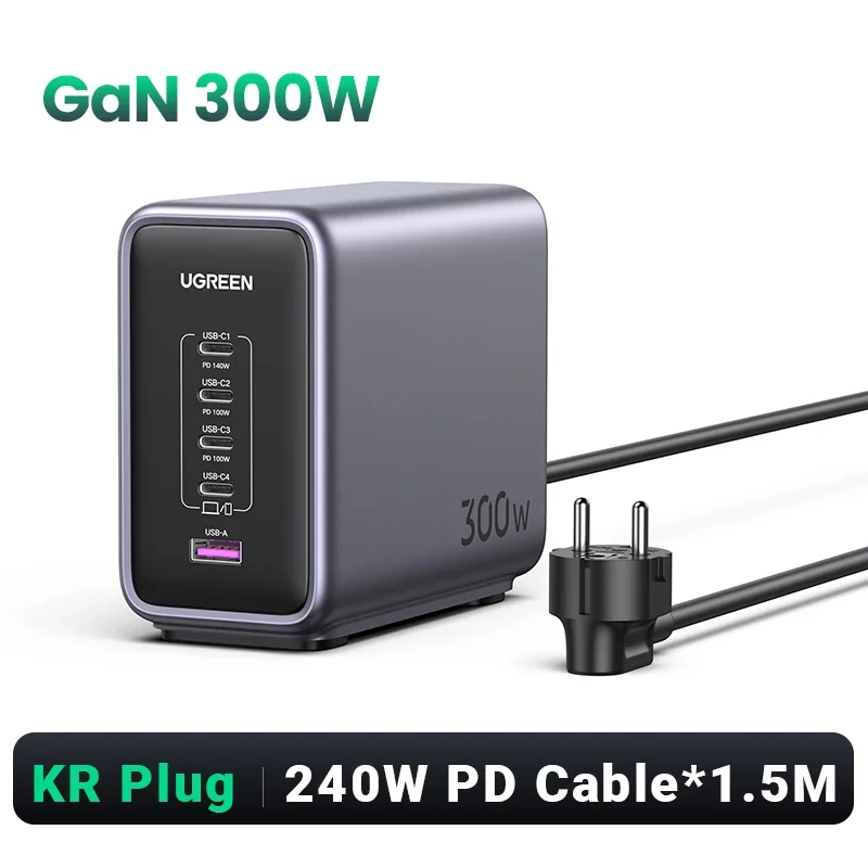 【Korean Plug】UGREEN 300W GaN Charger 5 IN 1 Desktop Charging Station PD3.1 Fast Charger for MacBook Pro iPad Tablet iPhone 16 - Image 7