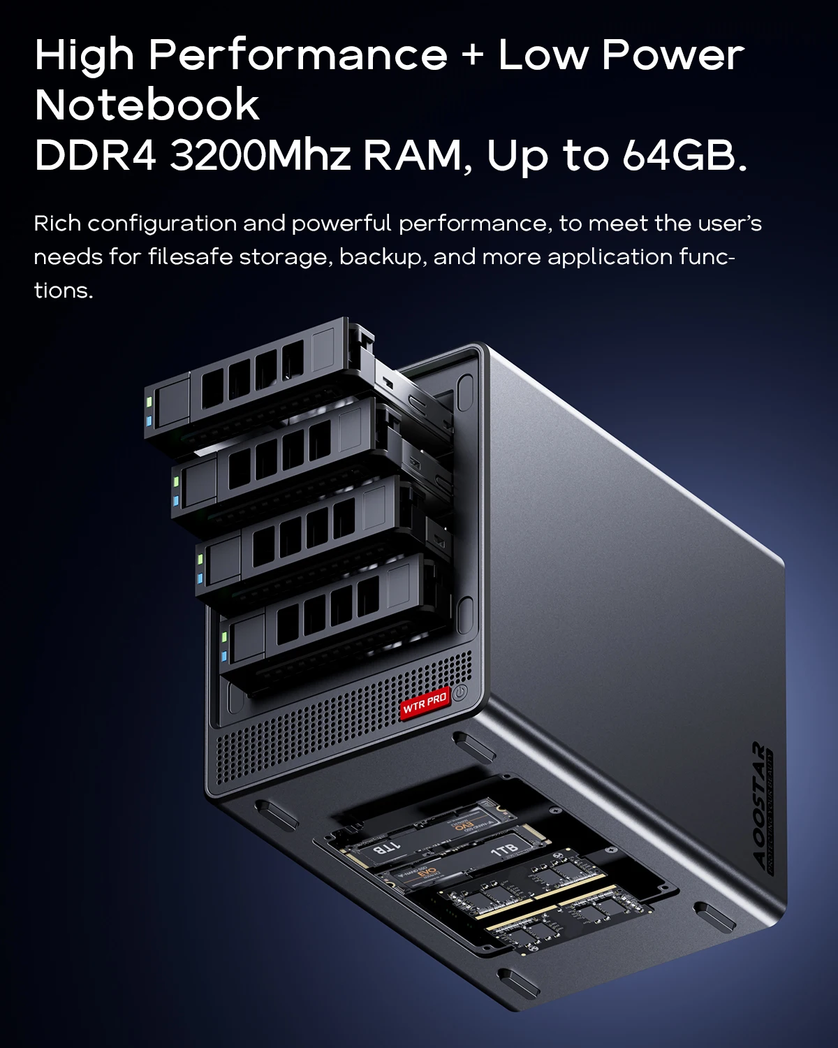 Aoostar Ryzen 7 5825U 4Bay Nas Mini Pc, No Ram No Ssd, Nas Desktop Computer 2*m.2 Nvme Slots, 2.5/3.5 Sata X 4 Storage - Image 5
