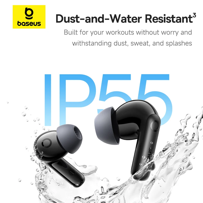 Baseus Bass BP1 Pro -50dB Noise Cancelling Wireless Earbuds Bluetooth 6.0 LDAC Hi-Res Sound 6-Mic AI Clear Calls IP55 Earphones - Image 6