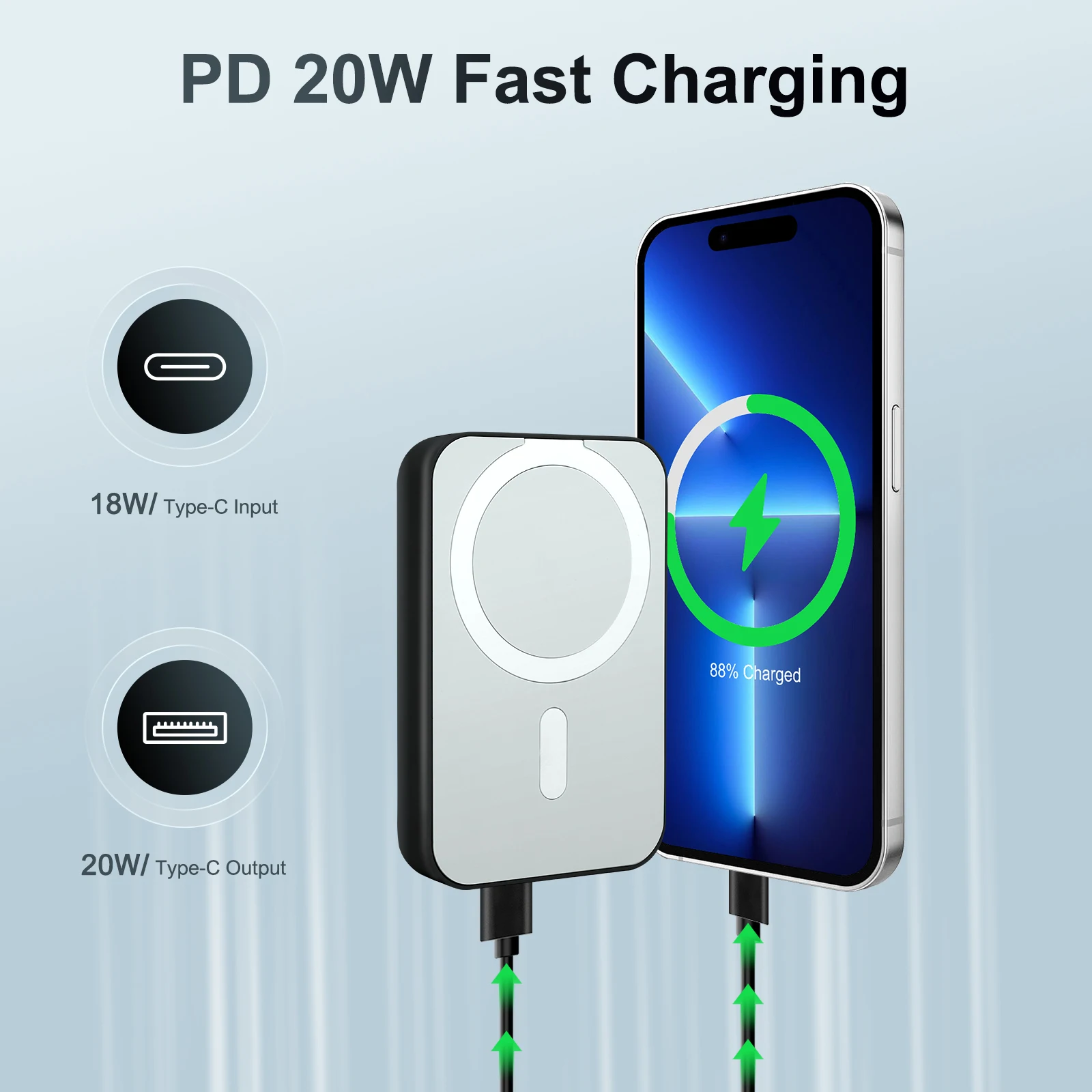 Magnetic Wireless Portable Charger Power Bank 10000mAh PD20W Built-In LED Display For iPhone 16/15/14/13/12/Pro/Mini/Pro Max - Image 4